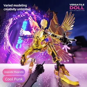 2026 Hot Transparent Magnetic Multi-Jointed Movable Robot Toy, 13-Action Figure DIY Mannequin Mecha Assembly Kit, Kids' Classic Novelty Toy, Christmas Gifts