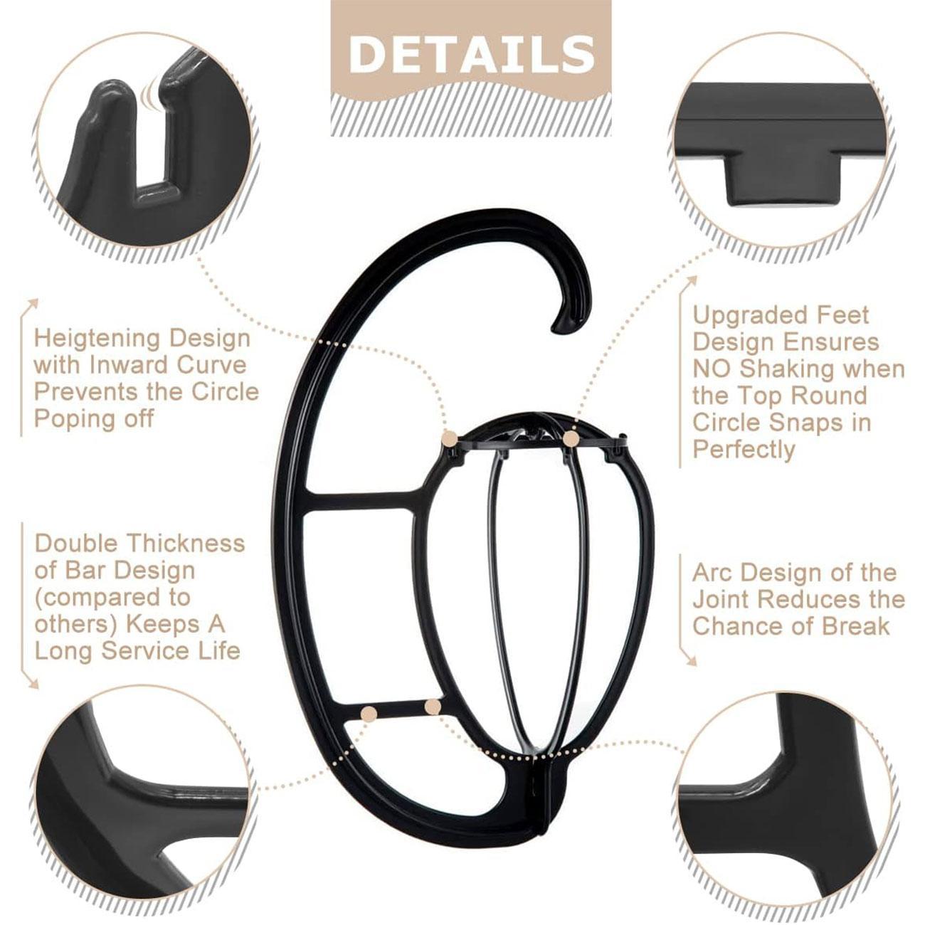 Hanging wig/hat display stand, 3-piece/set foldable Collapsible wig hair dryer stand, professional portable space saving hanger wig/hat storage display stand, suitable for home storage and travel storage