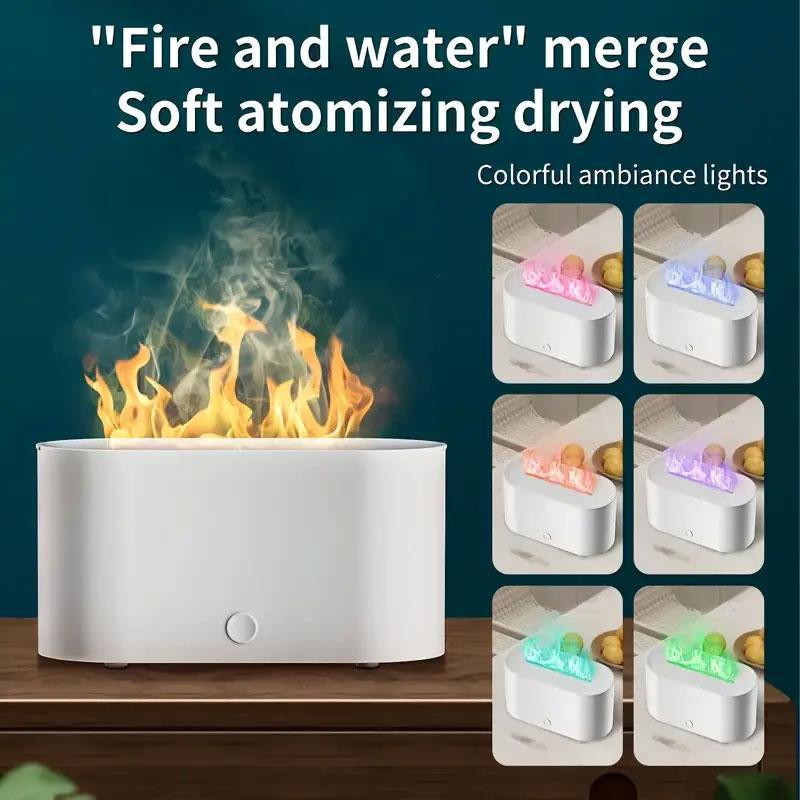 USB Powered Dual Function Aromatherapy Diffuser, Flame Design Air Humidifier with Timer & Auto Shut-Off Function, Home & Bedroom Humidifier, Usb Humidifier Machine