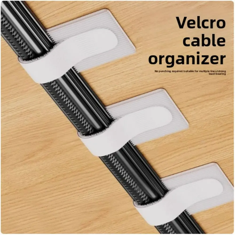 20 Pcs Self-Adhesive Velcro Cable Ties in Black, Gray & White, Reusable Cord Organizer & Management Straps for Desktop, Wall & Computer, Desk Accessory