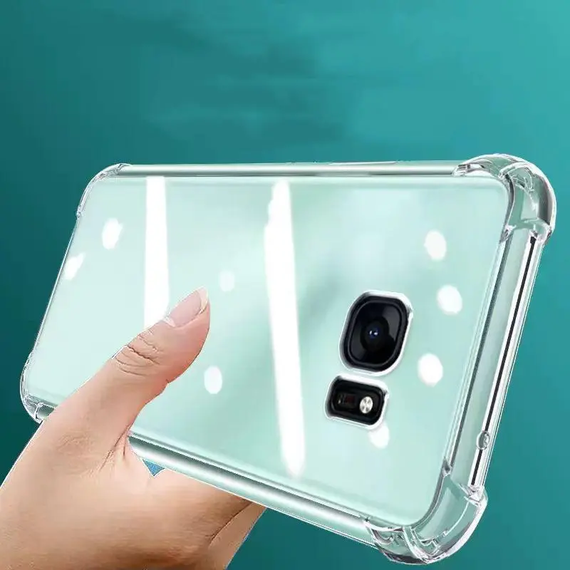 Transparent silicone Simplicity Phone case For Samsung Galaxy S7 A7 2018 S7 edge S20 FE 5G A3 2017 Clear Shockproof Back Cover shell