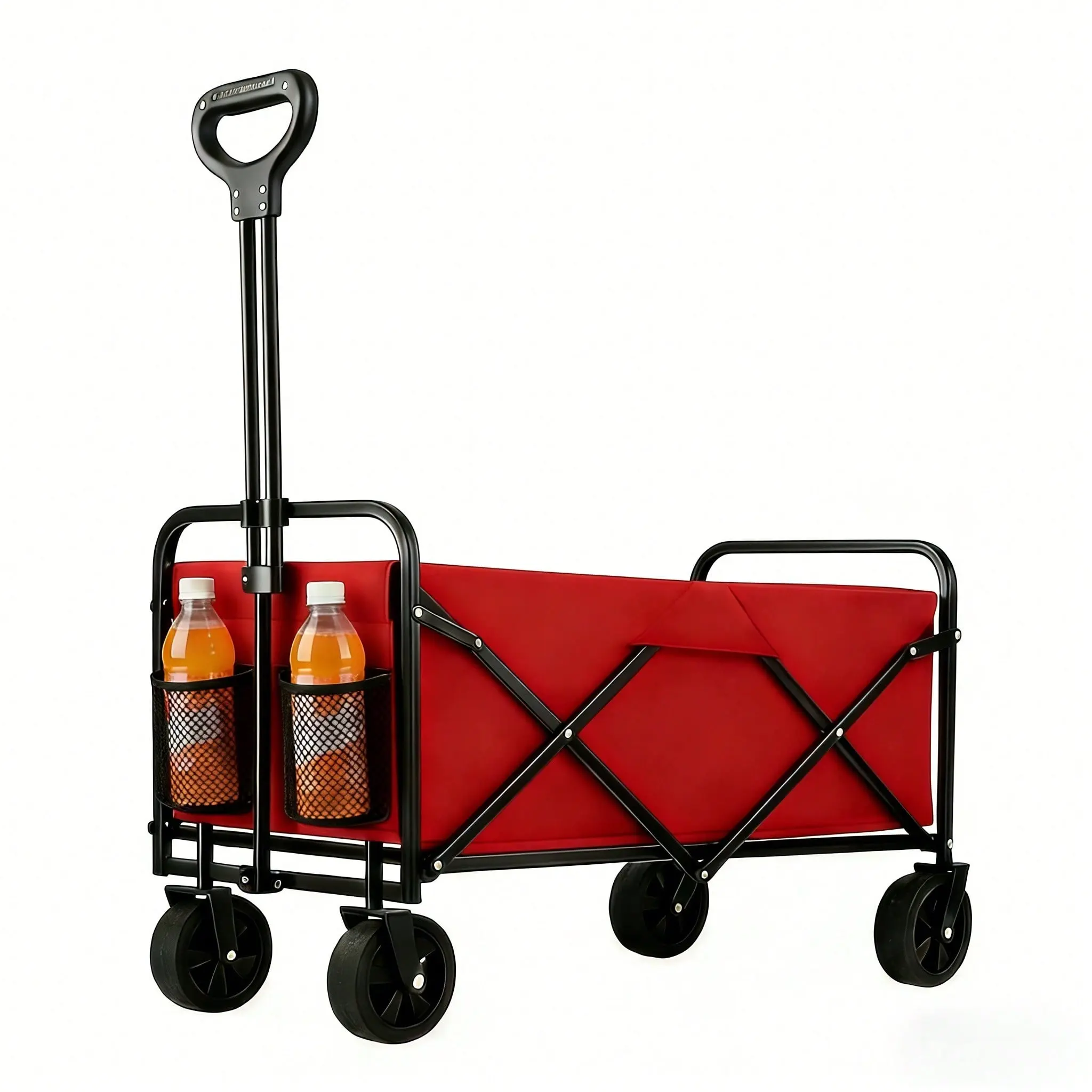 [680 LBS Capacity] Heavy-Duty All-Terrain Folding Utility Wagon, Large Multi-Use Storage Cart for Camping, Hunting Gear Transport, Black Compact Foldable Design