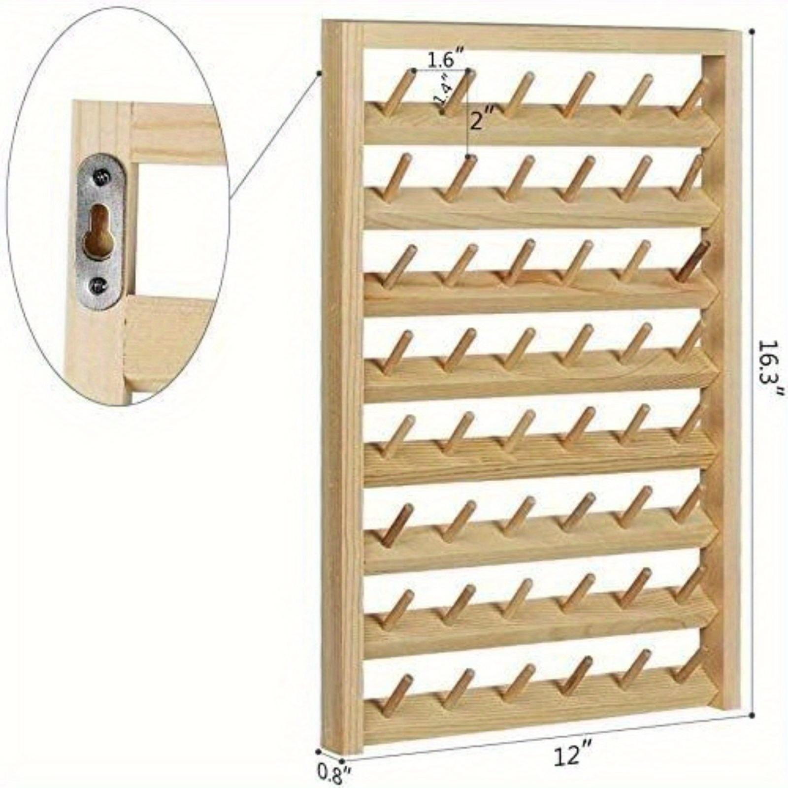 48 - Spool Wall - Mounted Sewing Thread Storage Rack - Beige, Space - Saving Design, with Hanging Hooks, Suitable for Quilting, Embroidery and Jewelry Storage - Includes Screws and Rubber Washers