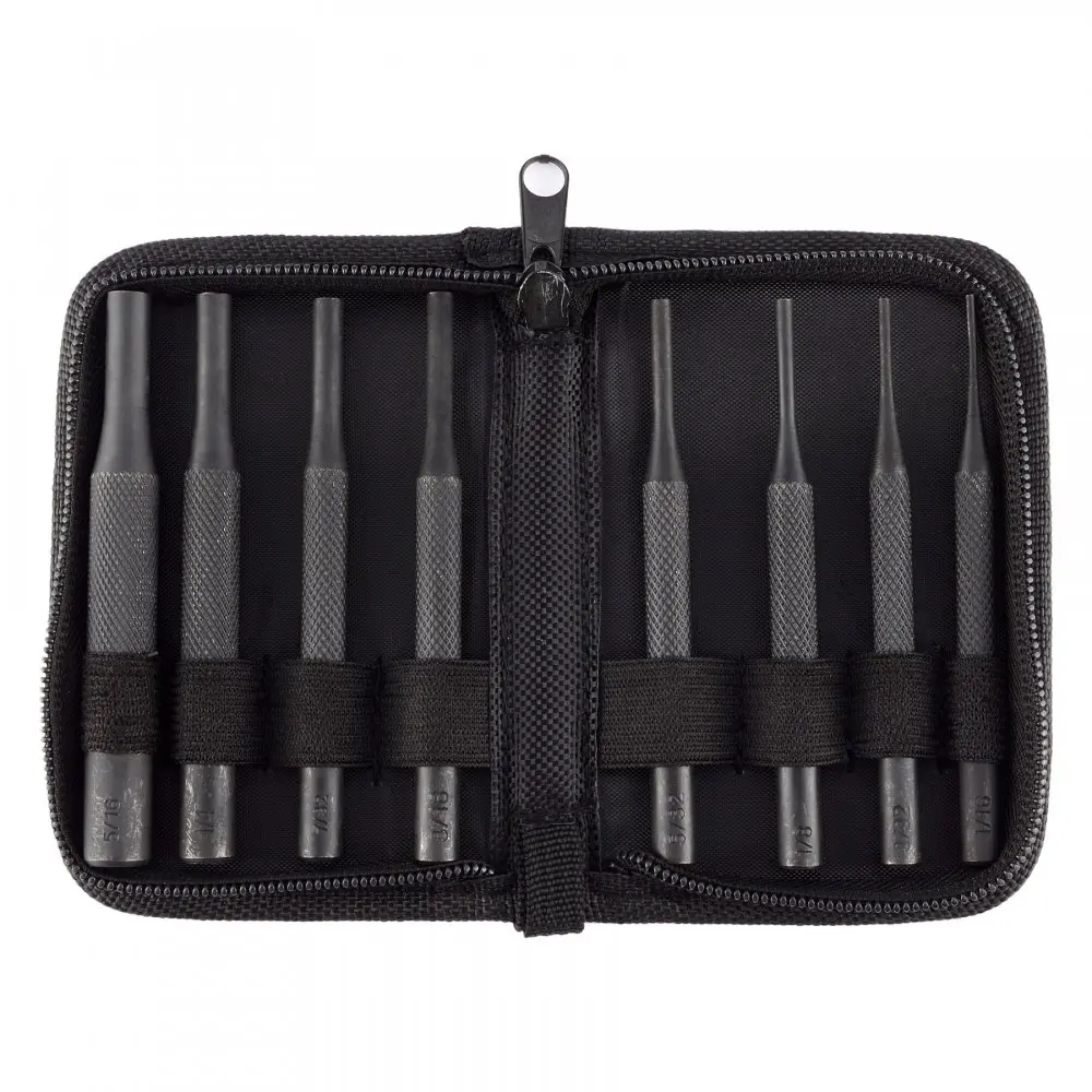 8 count Gunsmith Grip Pin Punch Tool Set in Zippered Organizer Carry Case for Woodwork Machinery Repairs and Crafts by