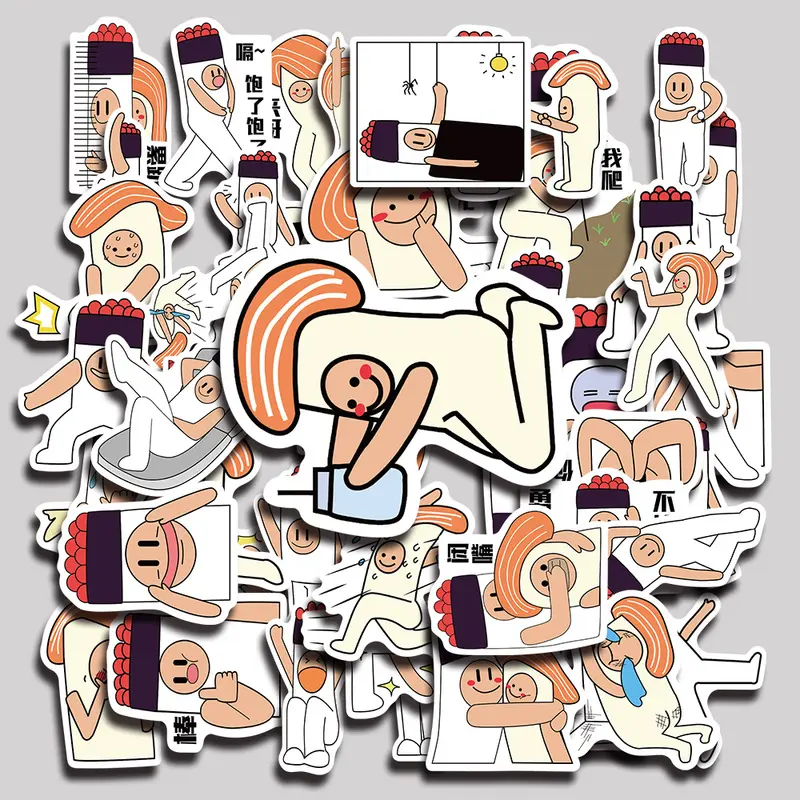 50PCS Sushi people Aesthetic Vinyl Stickers Pack for Laptop Water Bottle Phone Case Skateboard Journal Scrapbook DIY Decoration