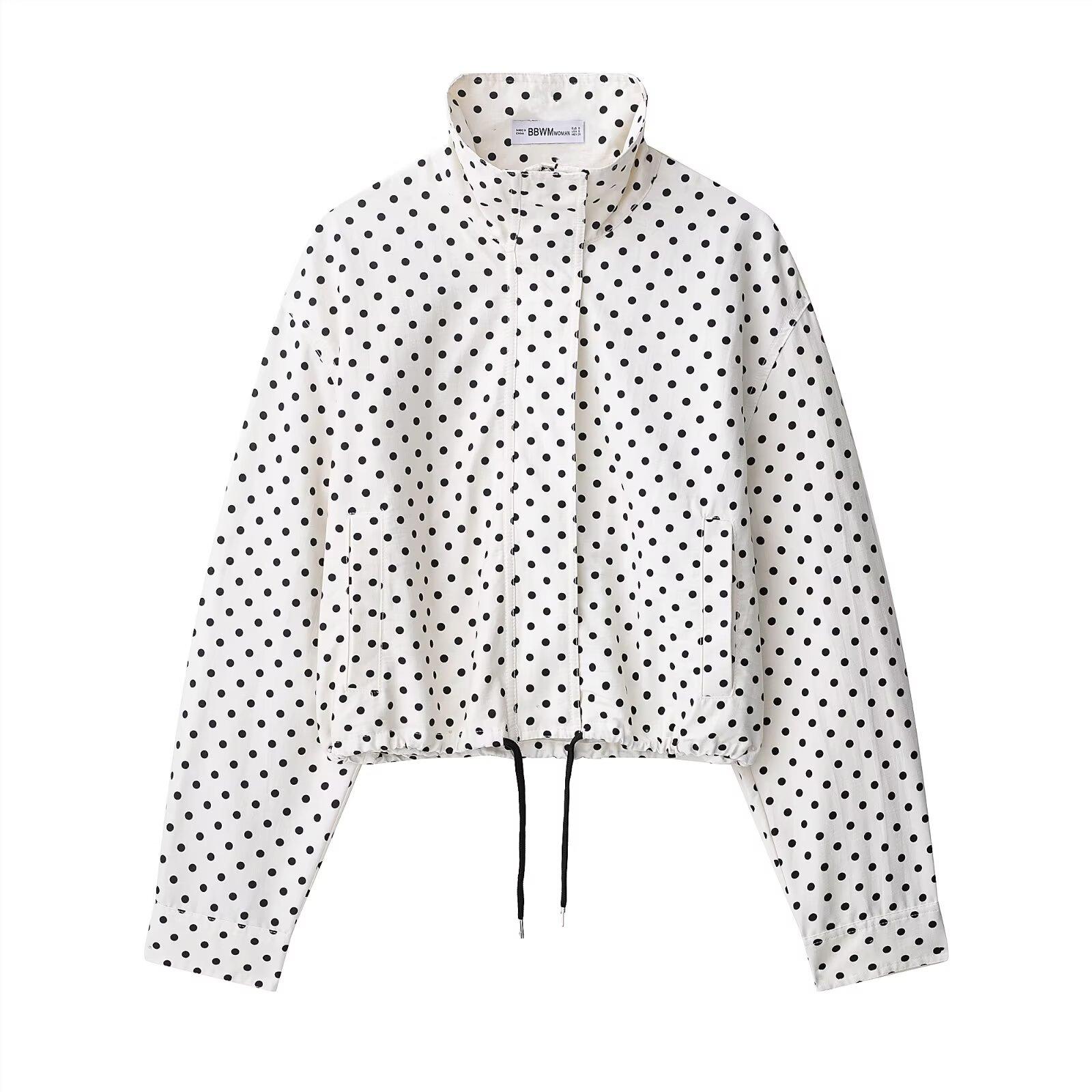 New Summer Women's Polka Dot Blazer, Y2K Street Style Casual Spot Design, Fashionable Long-Sleeved Top