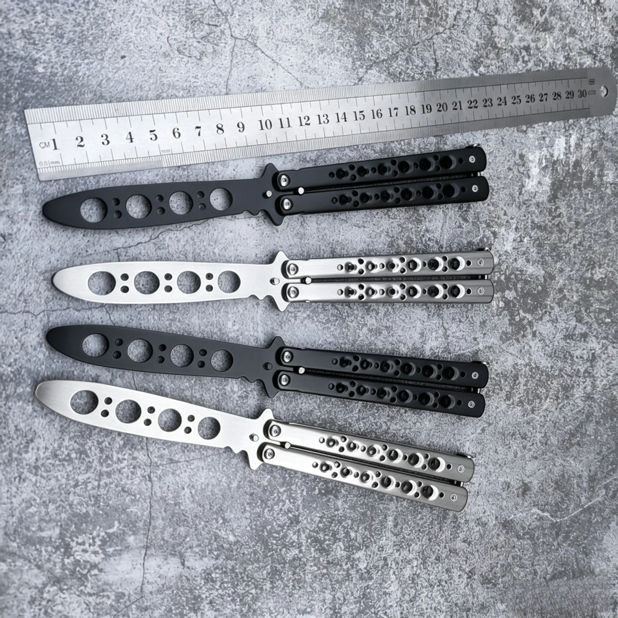 2 Pack Unsharpened Balisong Trainer Safe Butterfly Practice Knife Stainless Steel Flipping Training Tool For Beginners EDC Game Gear