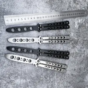 2 Pack Unsharpened Balisong Trainer Safe Butterfly Practice Knife Stainless Steel Flipping Training Tool For Beginners EDC Game Gear