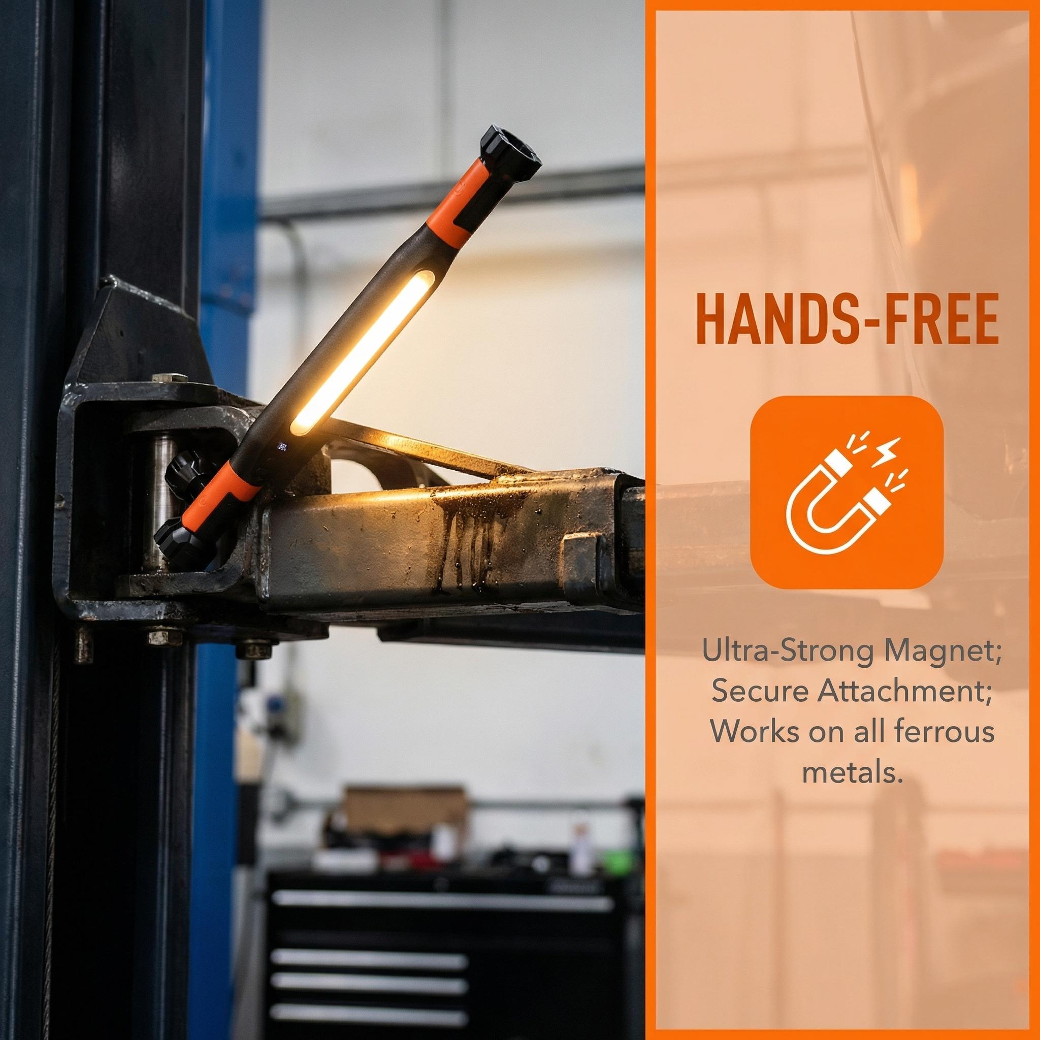 LED Magnetic Work Light for Car Repair, Super Bright Under Hood Inspection Lamp with Hook, 3 Light Modes, Durable ABS Auto Maintenance Flashlight (US Version)