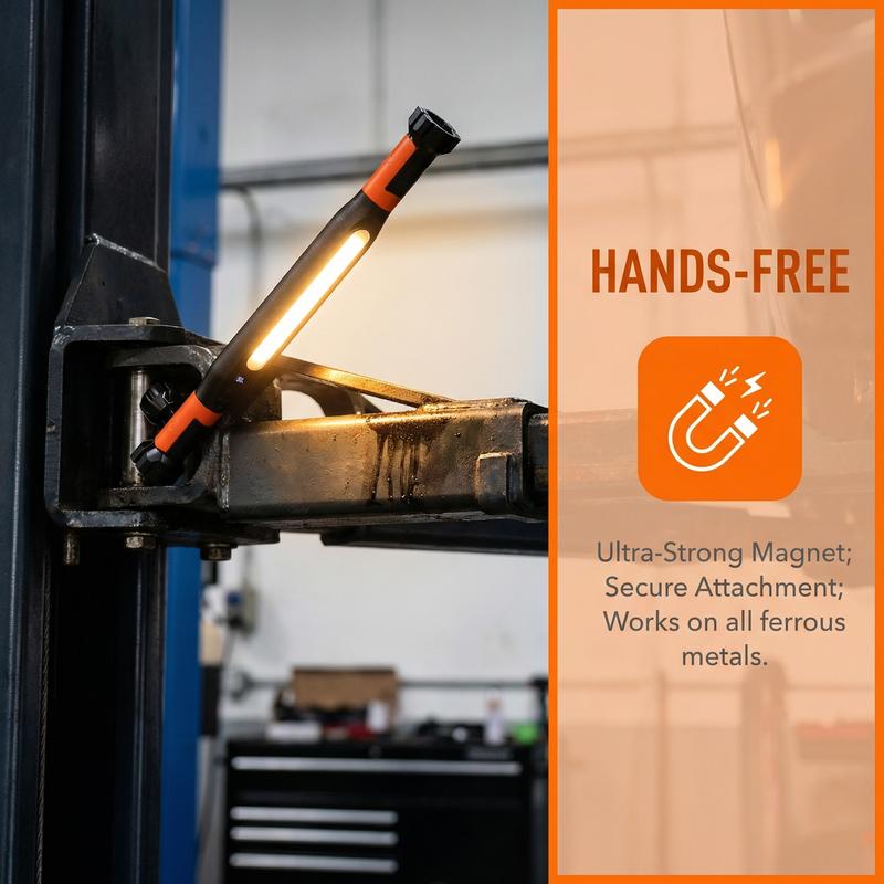 LED Magnetic Work Light for Car Repair, Super Bright Under Hood Inspection Lamp with Hook, 3 Light Modes, Durable ABS Auto Maintenance Flashlight (US Version)