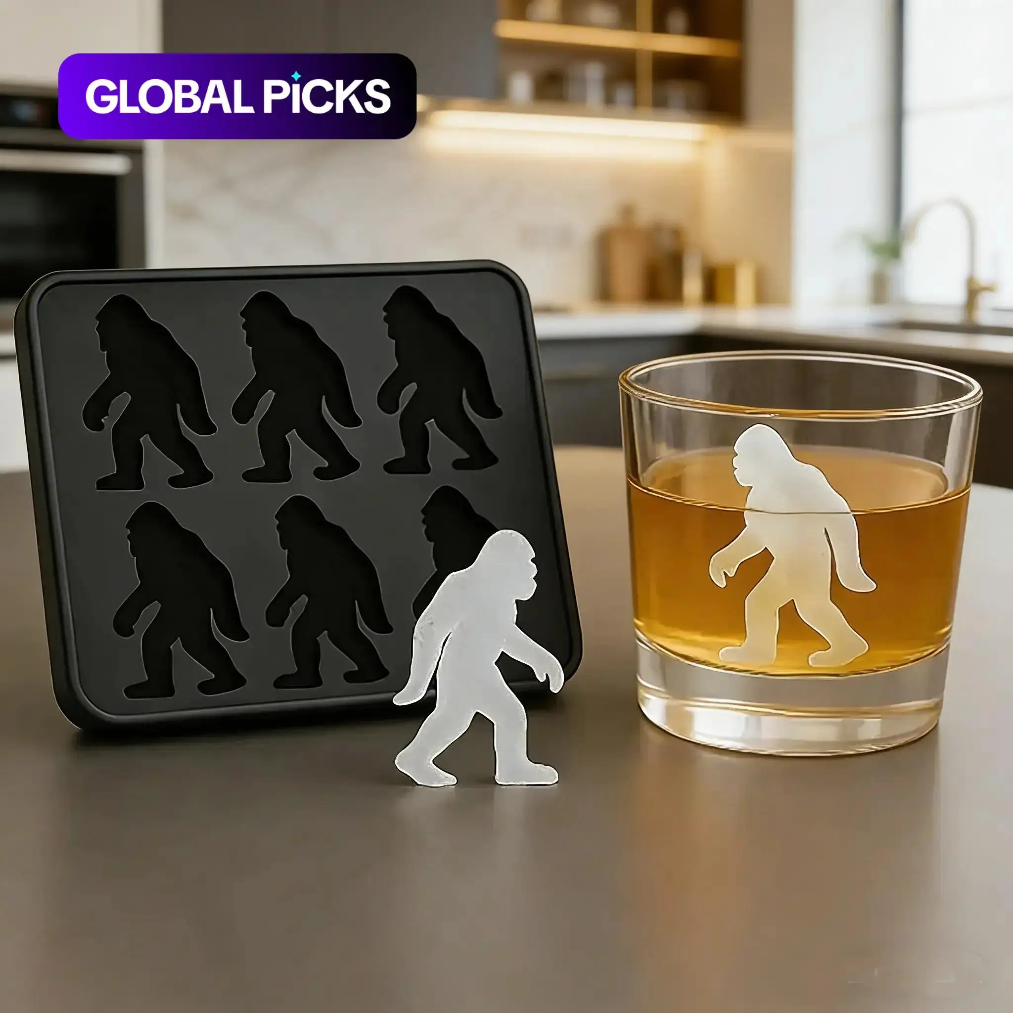 Ice Cube Tray,Big Foot Ice Mold,6 Cavity Sasquatch Shape Silicone Ice Cube Tray for Freezer,Easy to Release Flexible Silicone Ice Trays,BPA-Free，Reusable Ice Tray for Kitchen, RV, Cocktail, Coffee, Beverage, Drink, Whiskey Ice Cubes Mold #GLOBAL PICKS