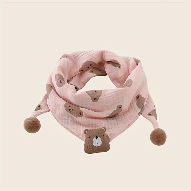 1pc ' Scarf, Four Seasons, Bear Logo, Cute Cartoon Casual Fashion Scarf for Boys and Girls, Suitable for Outdoor Play, Walking, and Travel