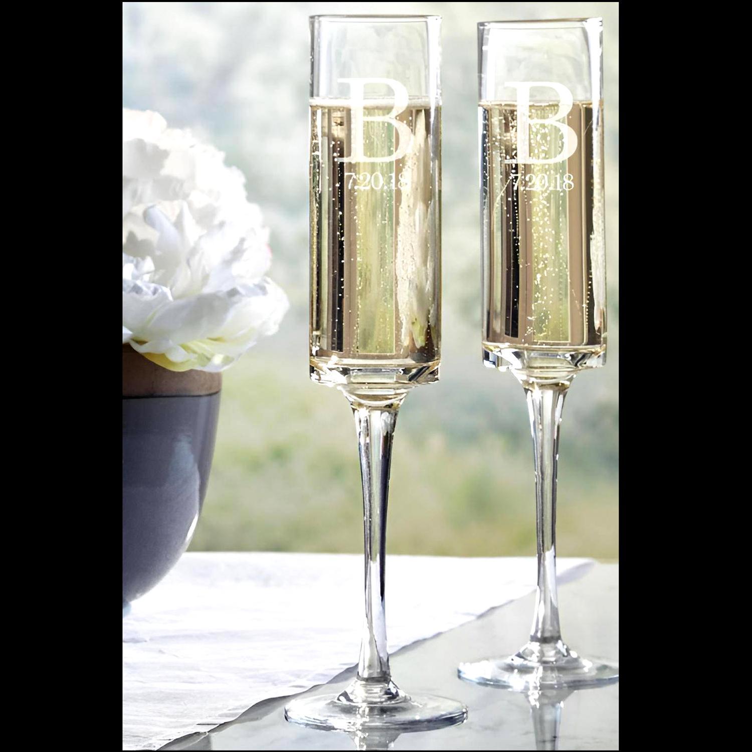 Custom Wedding Flute, Personalization Wedding Champagne Flute, Gift for the Couple, Laser Engraving Name Champagne Flute