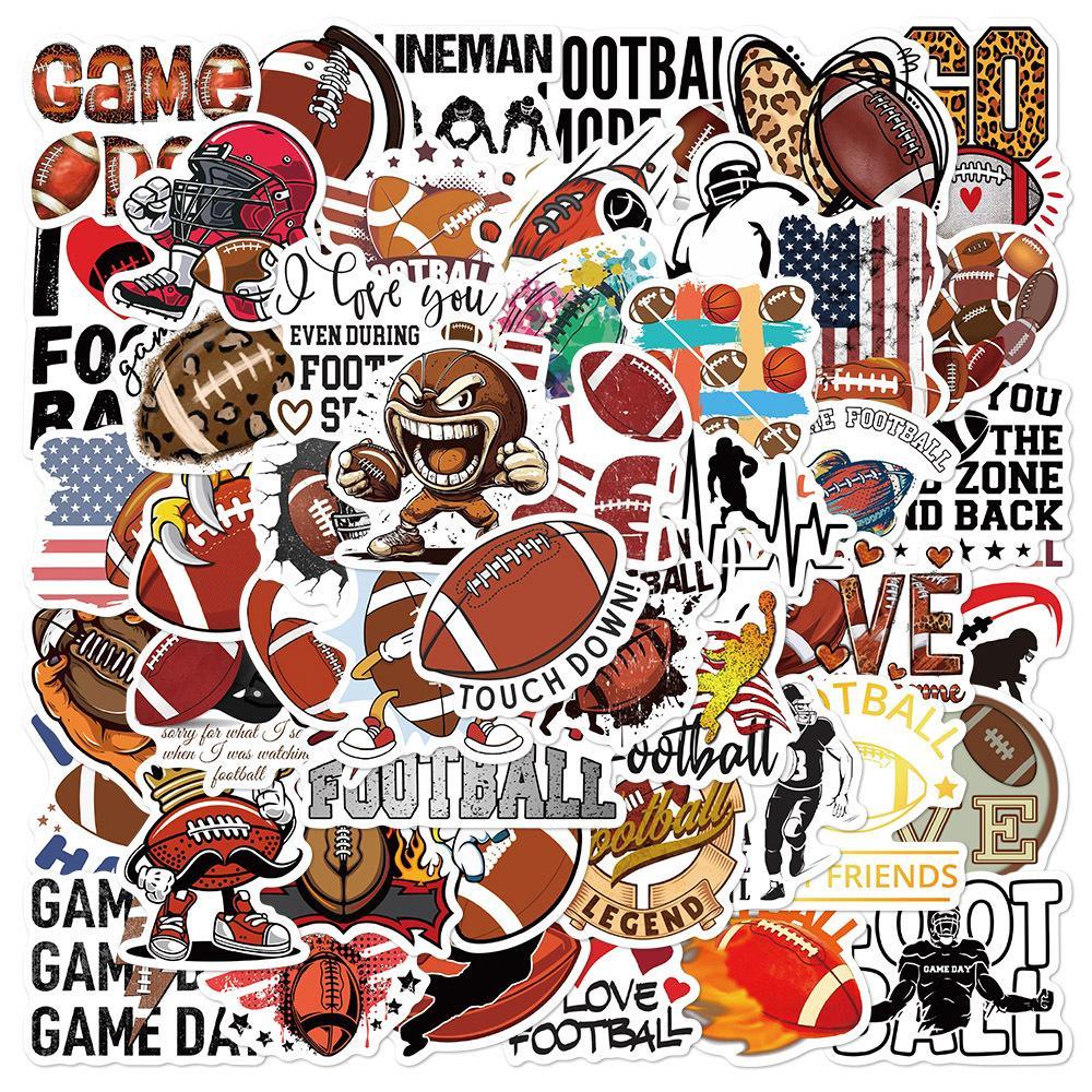 Football Themed Sticker, 50pcs/set Waterproof Self Adhesive Decor Paper, Decor Sticker for Gift Greeting Card Water Bottle Laptop Phone
