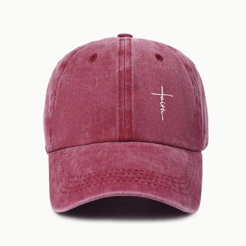 Retro washed water-resistant men's and women's universal cross-print baseball cap - Soft, breathable, adjustable dad hat