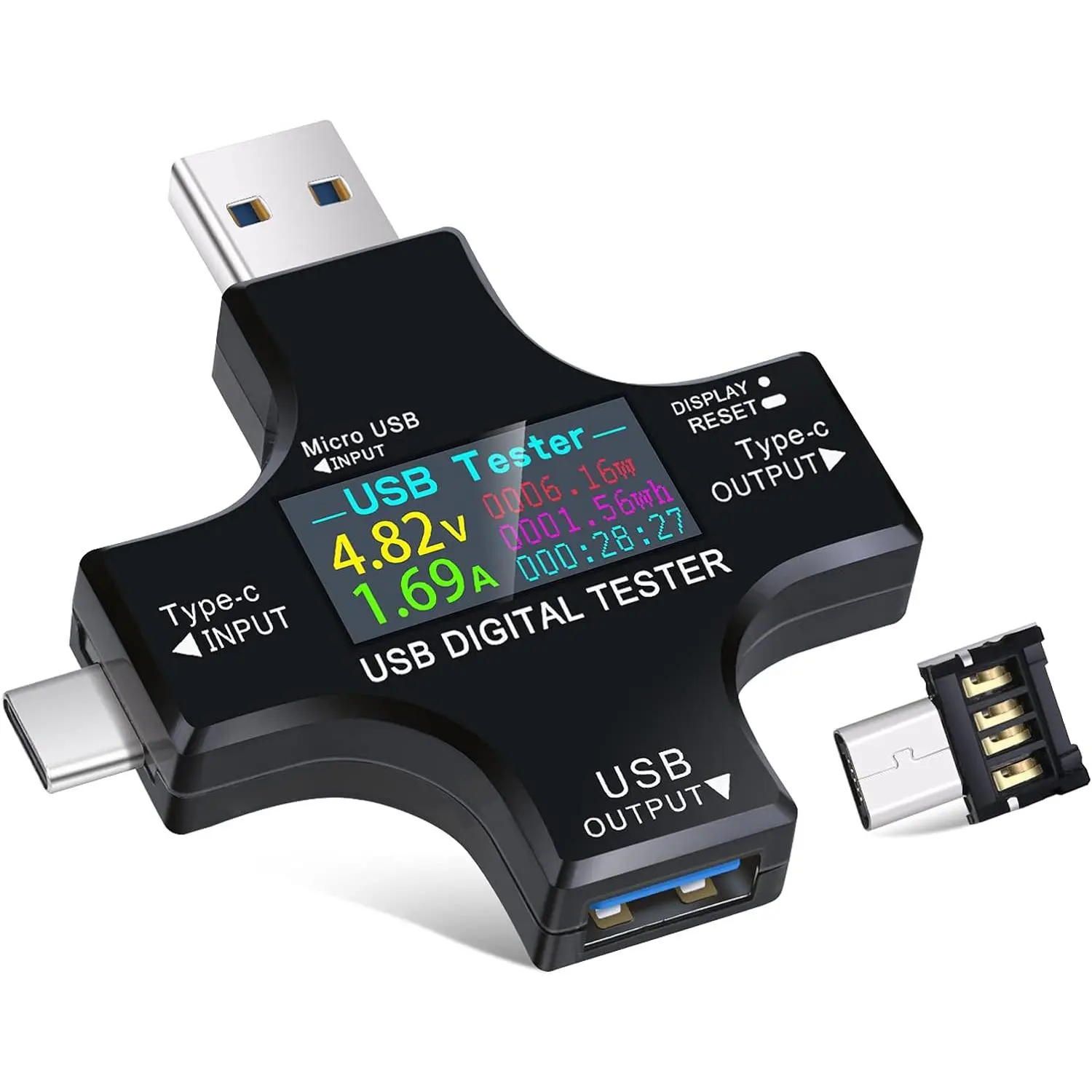 USB Power Meter Tester 2 in 1 Type C Digital Multimeter | Color Screen LCD,  Current Voltmeter Amp  Ammeter Detector, USB  Charger , DC3.6-30V/0-5.1A