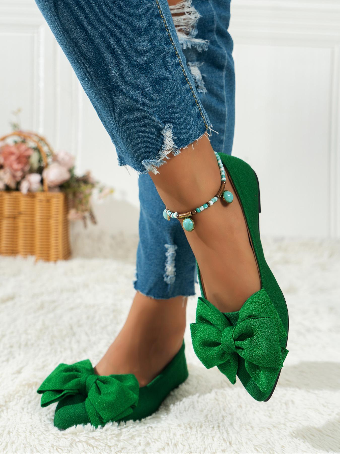 Women's Cute Bowknot Design Flat Shoes, Casual Comfortable Fabric Slip on Shoes for Daily Wear, All Match Barefoot Shoes for Women & Girls, Slip on Flats, Ballerina Flats Shoes, Fashion Flat Shoes