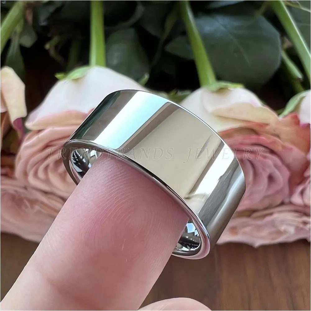 10mm 12mm Wholesale Tungsten Carbide Wedding Band for Men Women Engagement Ring Flat High Polished Shiny Comfort Fit