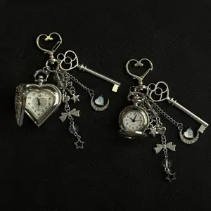 Original Hollow Heart Pocket Watch Chain keychain Design Steampunk Clock Vintage Necklace Pendant Jewelry Watch Men Women Gift calendar display,cords for graduation,beach essentials