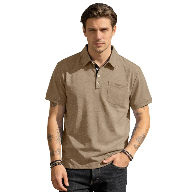 Men's Solid Color Polo Shirt Lapel Collar Short Sleeve Smart Casual Summer Versatile