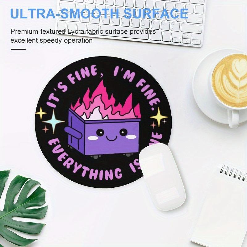 Cute Cartoon Fire Pattern Mouse Pad, Multipurpose Round Anti-slip Mouse Mat, 1 Count Non-slip Rubber Base Mouse Pad for Office Home Work Game, Office Supplies