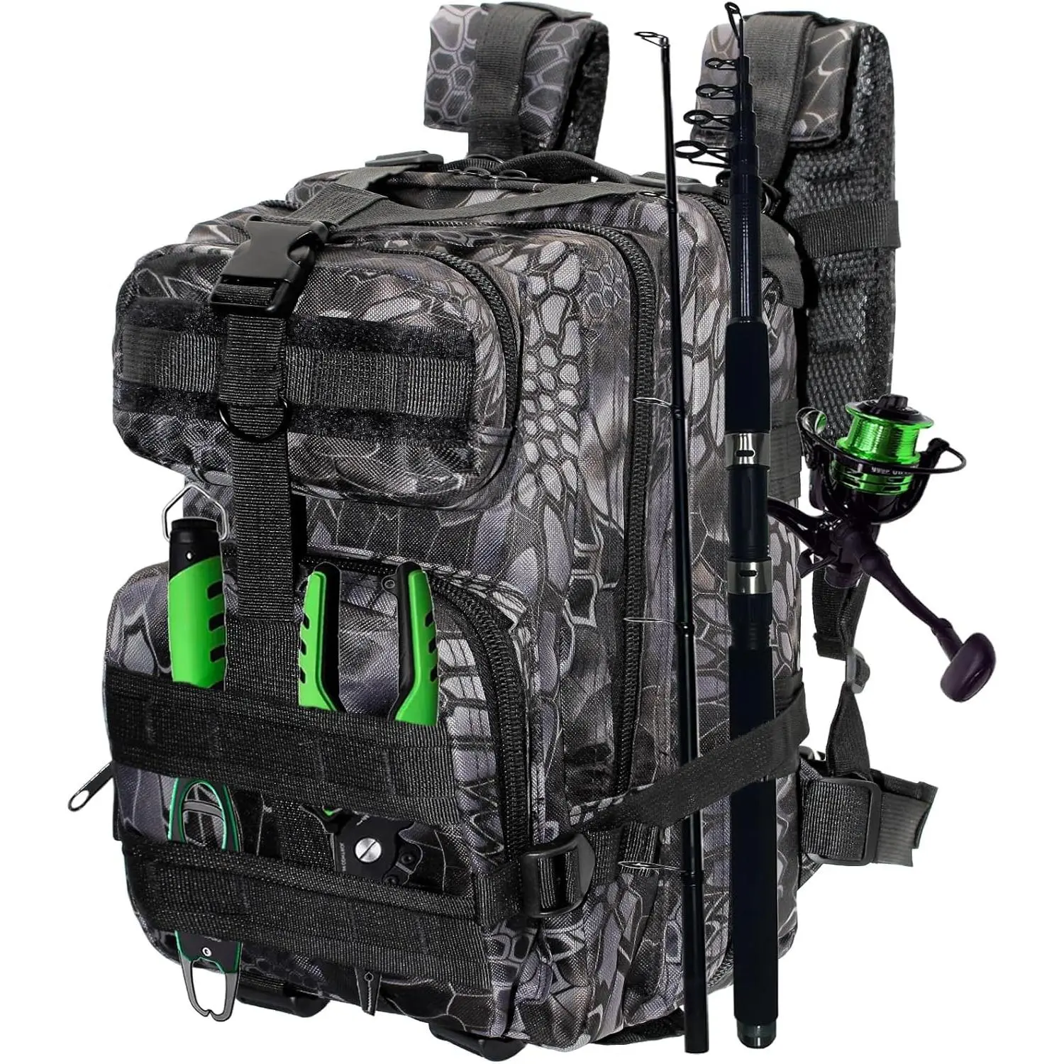 Liglitweight Fishing Tackle BackpackProfessional Water-Resistant All-in-One Rod Holder & Gear Storage