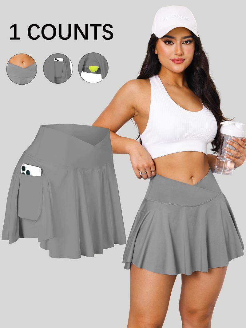 Women's Solid Color Pleated Skirt, Casual Sporty Mini Skirt for Tennis Golf Workout, Ladies Bottoms for All Seasons Tennis Attire