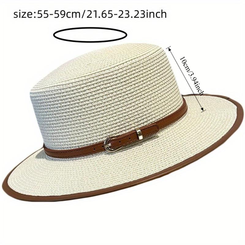 Women’s Straw Sun Hat, Flat Top Wide Brim Beach Visor with UV Protection, Lightweight Summer Fashion Hat for Travel, Vacation, Pool, Outdoor Days & Coastal Outfits