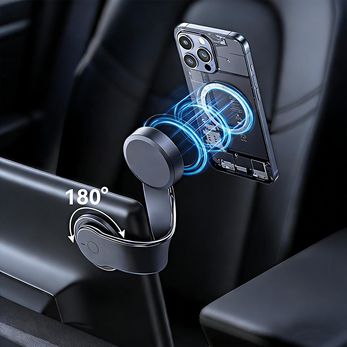 Upgraded magnetic wireless car mount with a 180° rotating vacuum suction cup; 180° adjustable MagSafe car charging holder that rotates for easy positioning; portable-suitable for cars, gyms, mirrors, offices, and home; multi-purpose car mount; an ideal gi