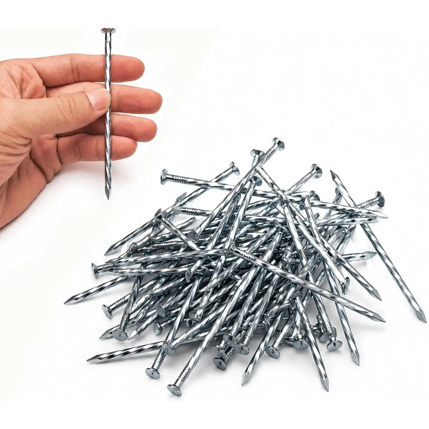 Artificial Turf Stakes Galvanized Spiral Landscape Spikes 4IN Weed Barrier Fabric Stakes for Paver Edging, Gardening Lawn Edging for Woodworking, ,  Fence, Deck Framing(30 PC)