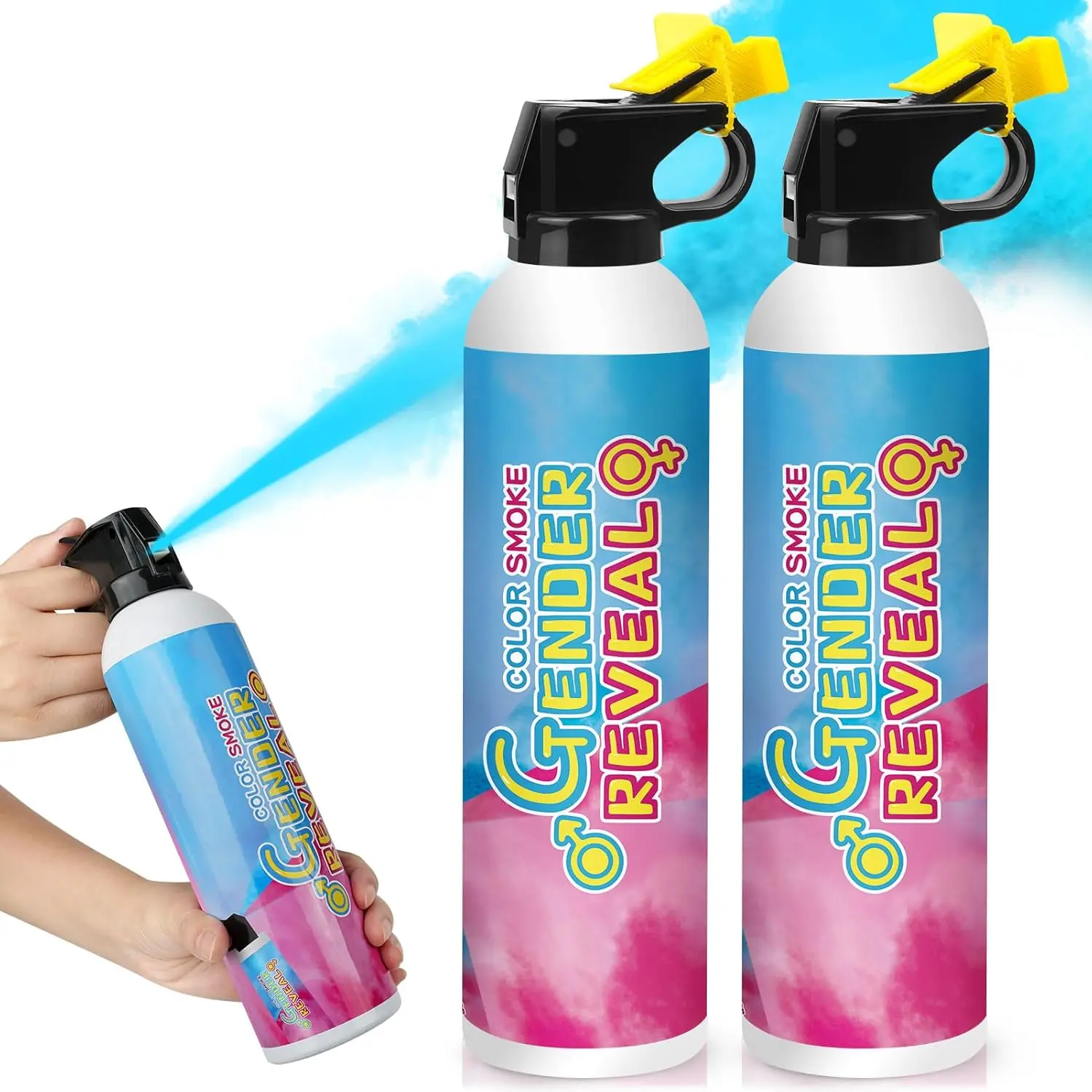 Large Gender Reveal Fire Extinguisher 2 Packs, Gender Reveal Ideas, Baby Boy Reveal Ideas 100% Biodegragable for Gender Reveal Decorations (Blue)