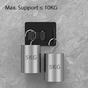 Mop Broom Holder No Drill, Mop Broom Organizer Wall Mounted Heavy Duty with Hooks Hanger, Self Adhesive Stainless Steel 4Pcs for Bathroom, Kitchen, Office (Black)