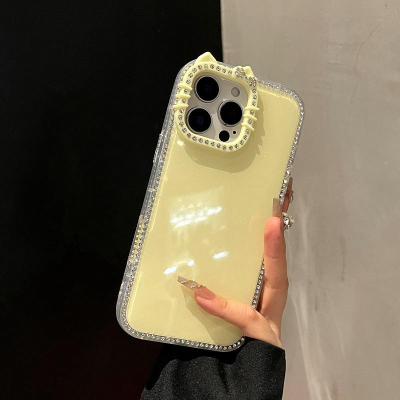 High-Value Double-Sided Diamond Cat Ear Phone Case Casing Accessories For iPhone 17, 16, 15, 14, 13, 12 Pro Max Plus with Glitter Protection #GLOBAL PICKS
