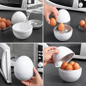4-in-1-Egg Microwave Egg Cooker - Compact, Easy-to-Use Kitchen Gadget for Soft to Hard Boiled Eggs, Dishwasher Safe, Saving Time, Egg Shape, Quick Cooker for Home/Office, 4-Egg Capacity,