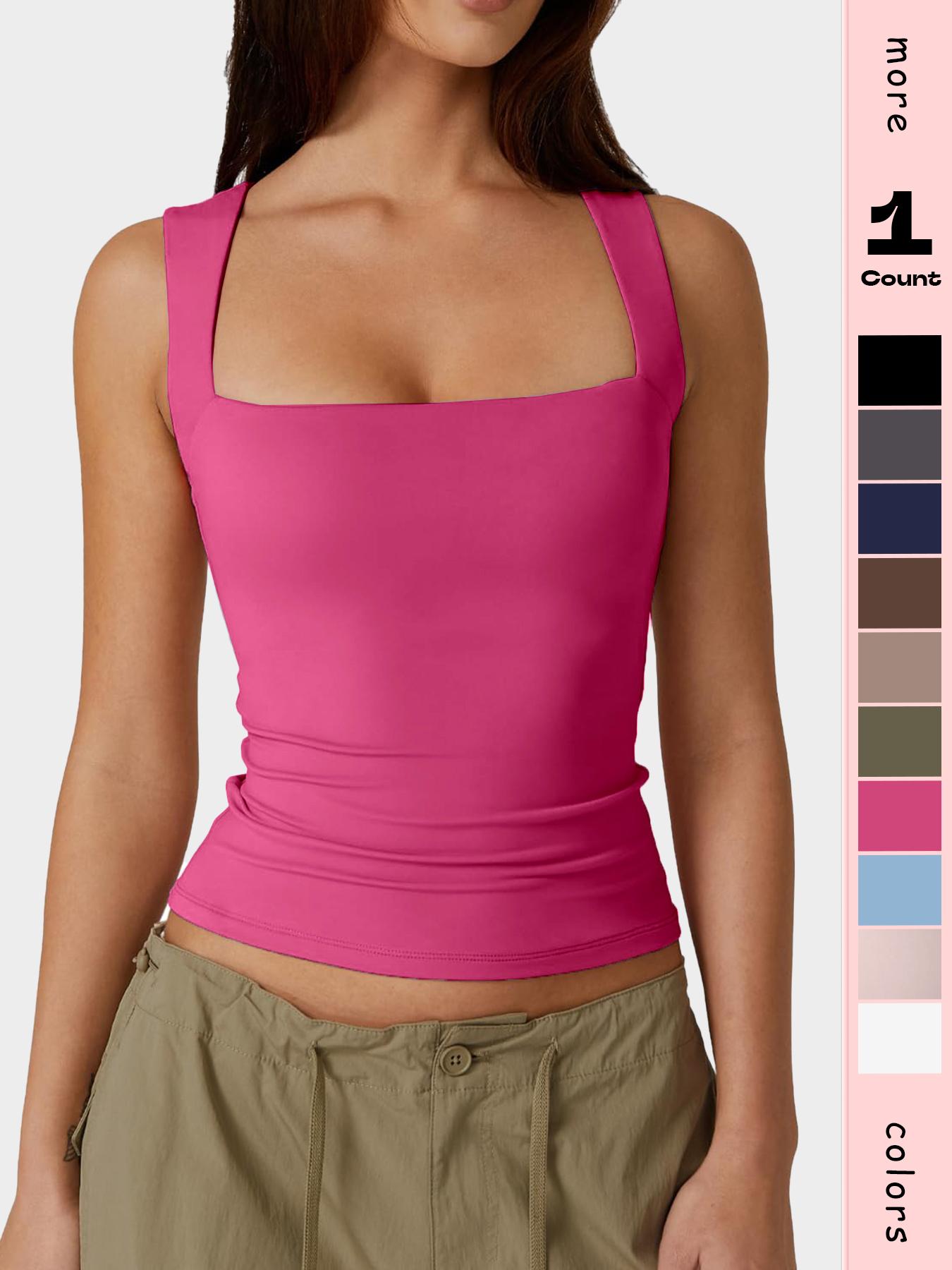 Women's Solid Square Neck Loungewear Top, Casual Slim Sleeveless Basic Top for Daily Wear, Ladies Sleepwear & Loungewear for All Seasons, Minimalist, Casual Comfy Camisole, Cami Tank Top, Camisole Shirts, Camisole Tank Tops