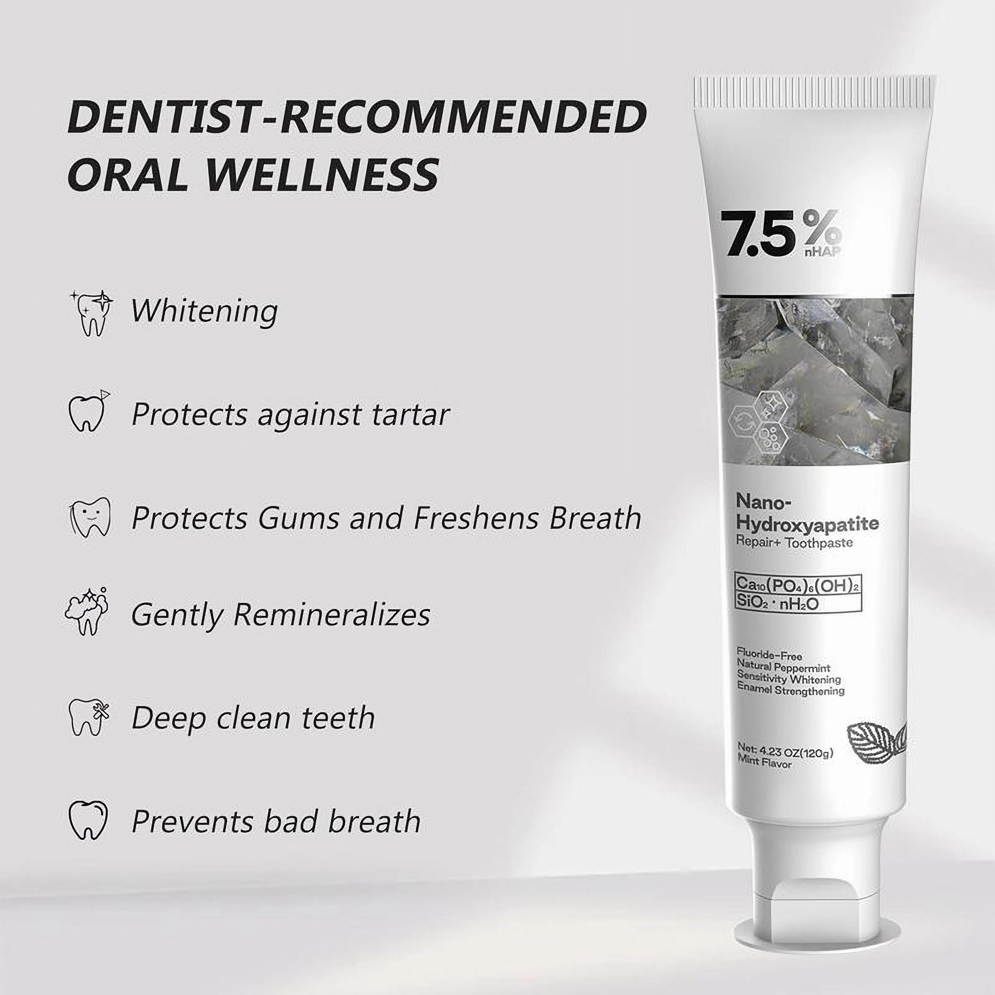Hydroxyapatite Toothpaste for Advanced Enamel Protection Gentle Effective Fluoride-Free for Sensitive Teeth Daily Oral Care Repair Natural Peppermint Restore