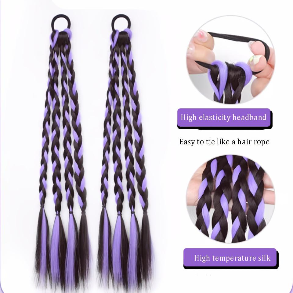 2-piece set 18inch synthetic wig, featuring colorful short sock braids, designed with elastic bands, perfect for daily wear or parties