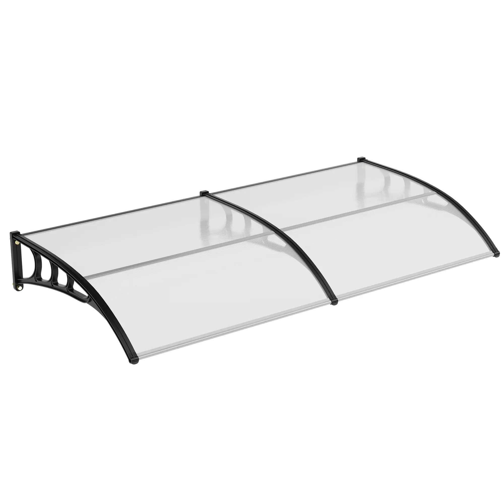 Weather-Resistant Polycarbonate Door Awning Canopy – UV, Rain, Snow & Sun Protection – Durable Plastic Steel Bracket – Outdoor Patio, Porch, Window Shelter – Brown Board