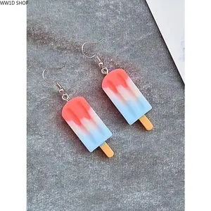 Ice Cream Dangle Earrings  Ice Cream Dangle Earrings for Women, Colorblock Resin Drop Earrings, Lightweight Fashion Jewelry Accessory for Daily Wear and Parties