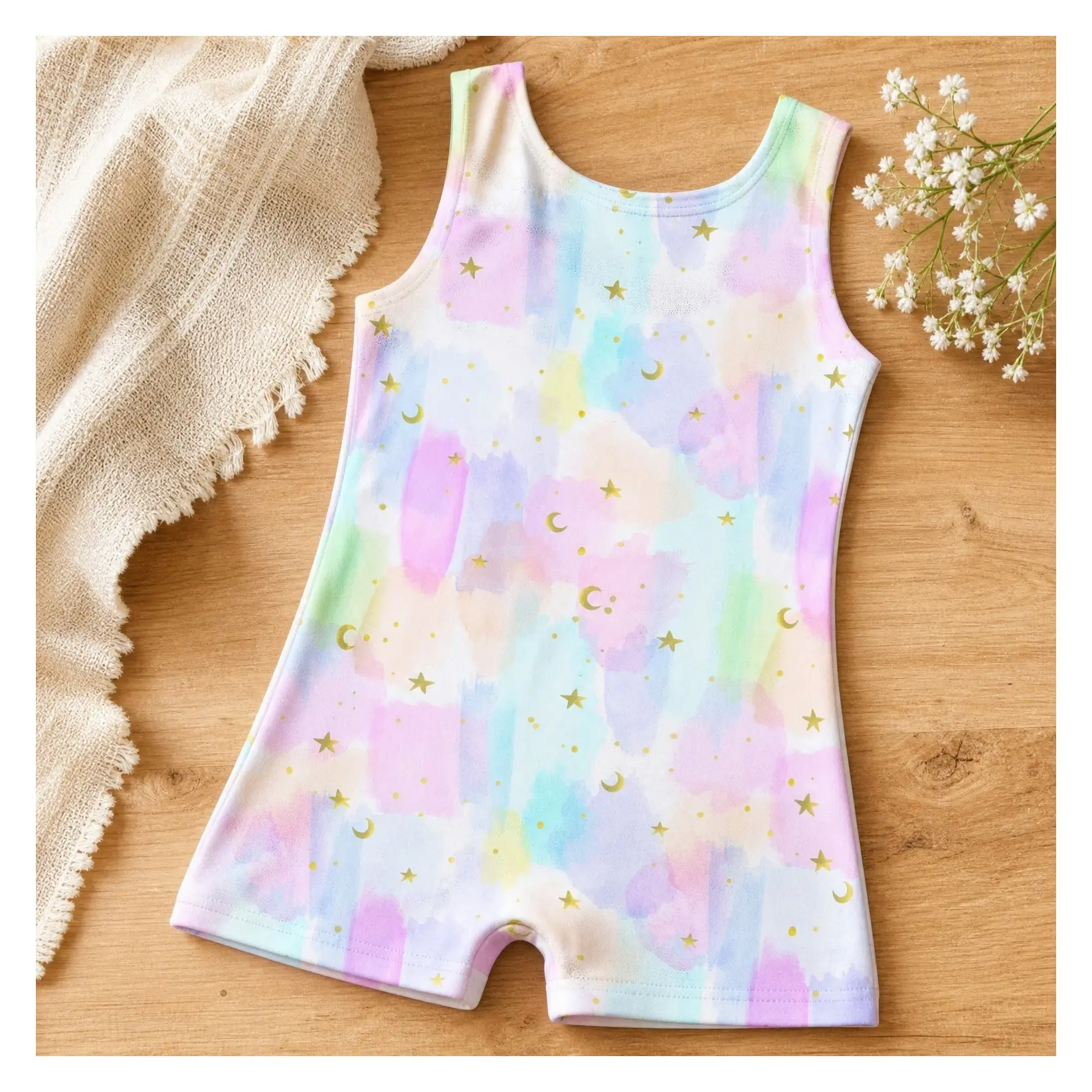 Girls Gymnastics Leotards with Shorts Printed Biketards, 85% Polyester 15% Spandex, Stretch for Jumps and Cartwheels, Attached Shorts for Gymnastics Class, Tumbling and Active Play, Ages 2-10 YearsGift