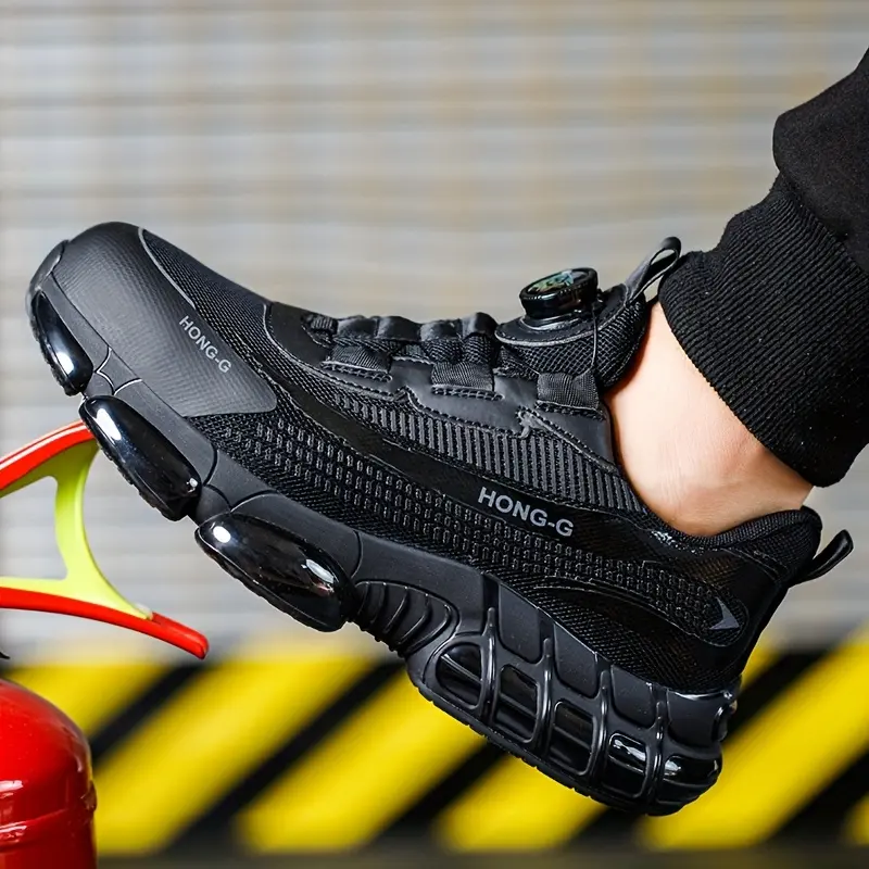 Men'S Industrial Work Shoes - Slip-Resistant, Steel Toe, Breathable PU Upper - for Construction, Factory, Gym, Everyday - Warehouse Footwear, Modern Workwear, Outdoor Laborers