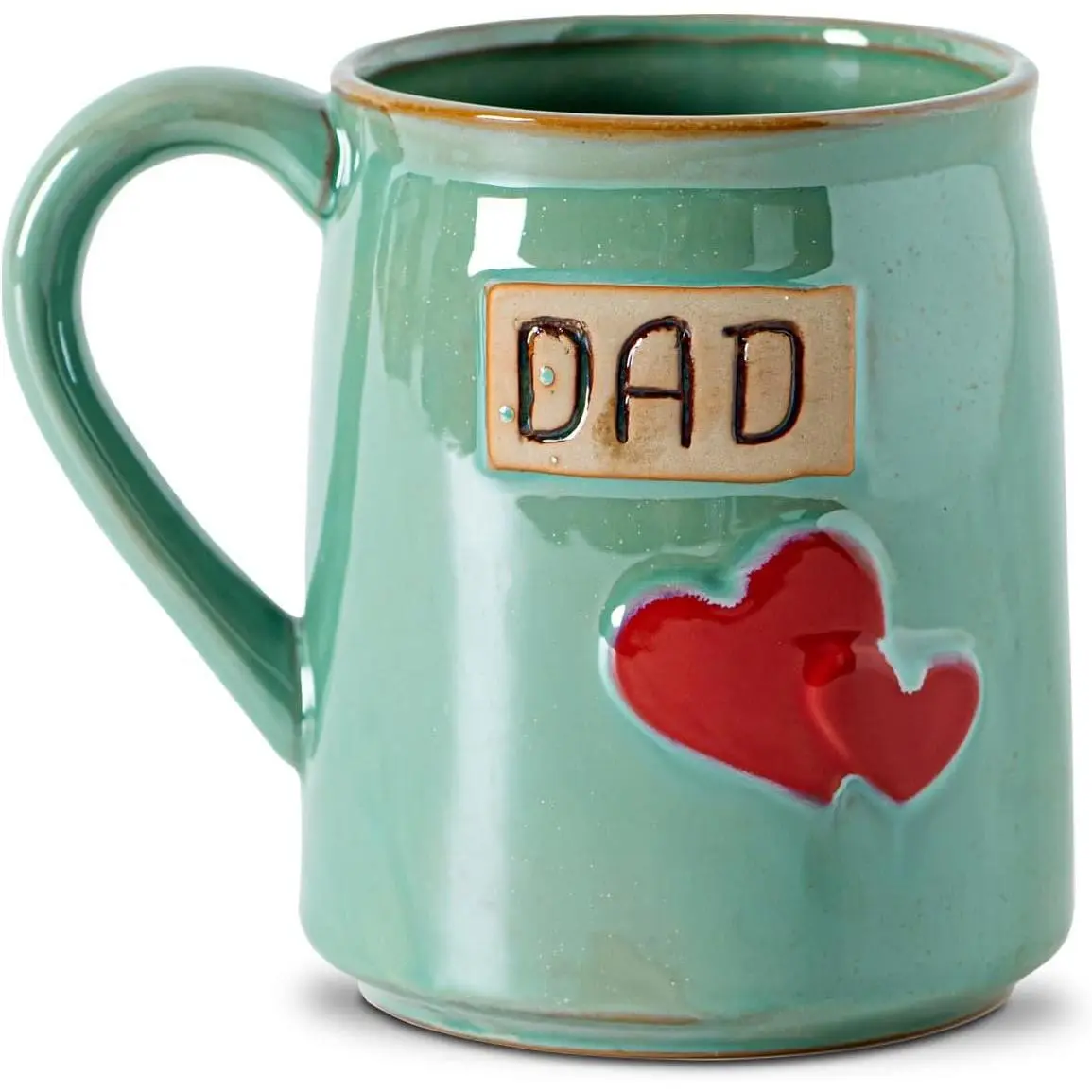 Dad Ceramic Coffee Mug 20 oz   Mug with Heart Design | Handcrafted ceramic mug with engraved Dad detail and heart design,  for coffee,  and meaningful gifting.