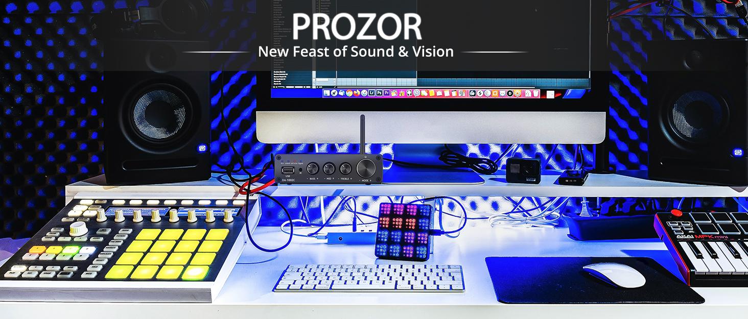 PROZOR Bluetooth 5.0 Power Amplifier for Outdoor Speakers, 200W+200W Stereo Amplifier, TPA3221 2 Channel amp Waterproof Mounting Box Supports Speakers