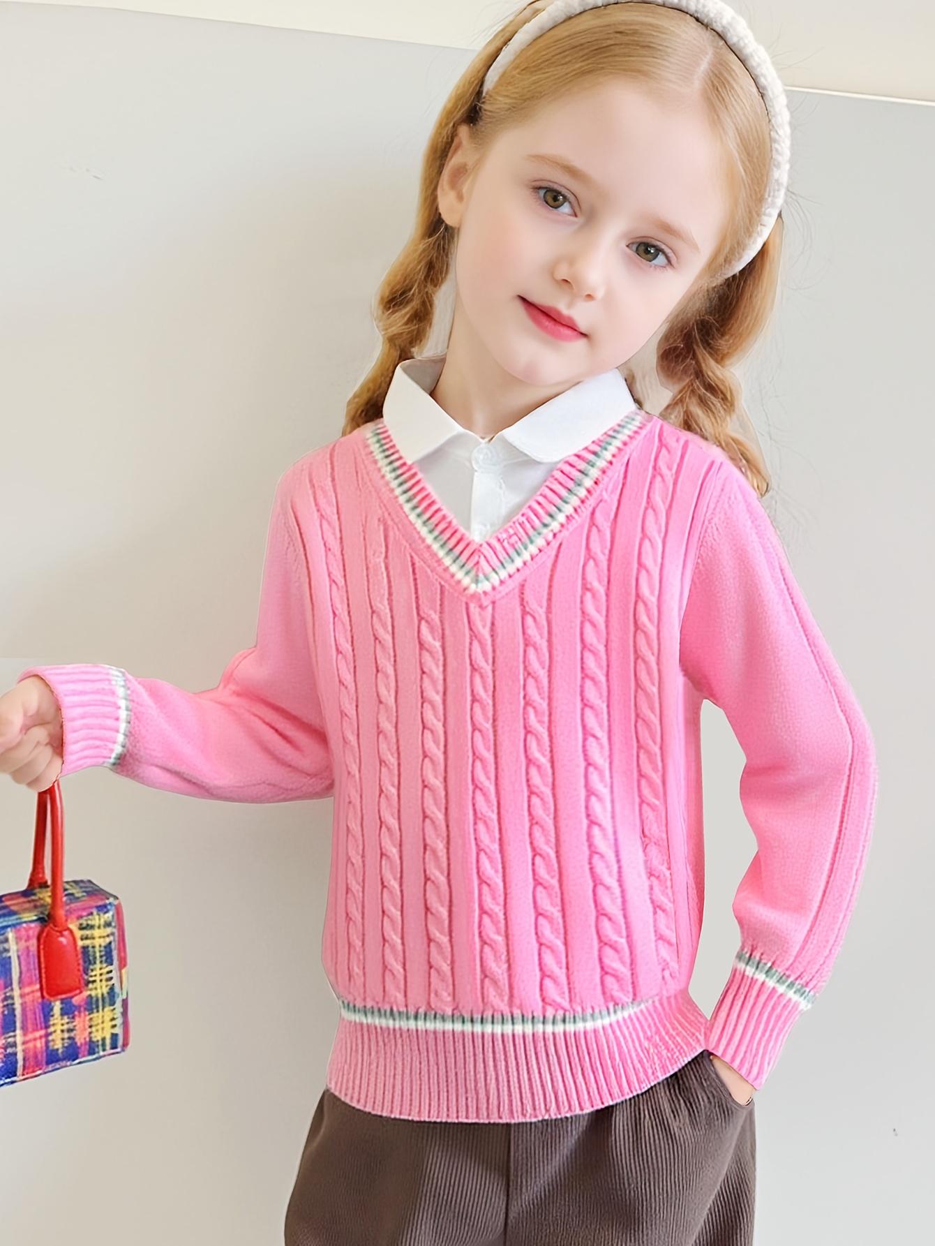 Girls' Sweater Pullover, Christmas Outfit for Kids, Trendy Piece for Teens, Fashionable Girls' Clothing, Middle School Girls' Clothing, 7 to 8 Years Old, 10 to 12 Years Old, Knit, Tops