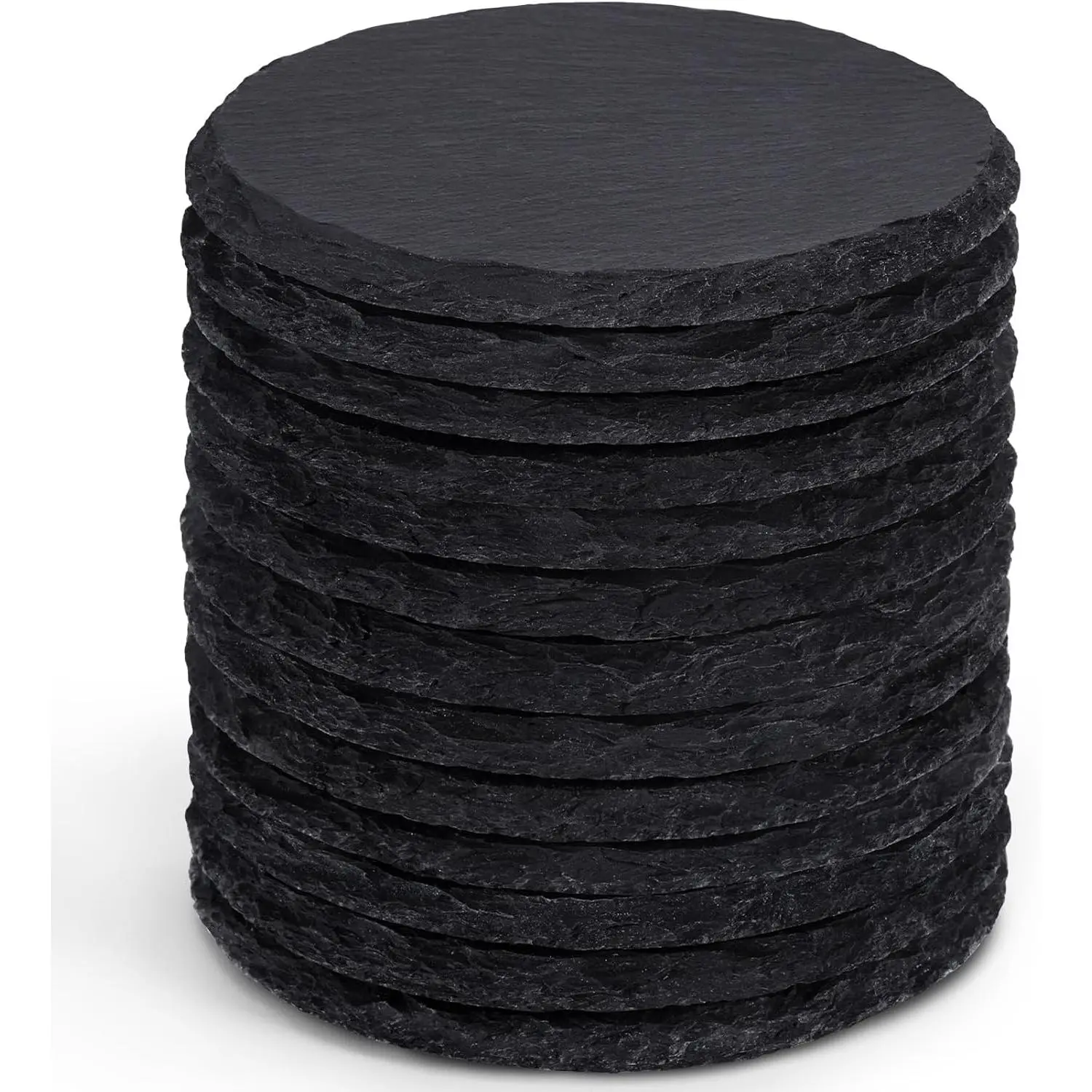 13 Pieces Slate Drink Coasters, 4 Inch Black Coasters Stone Coaster Set, Laser Engraving Blanks with Anti-Scratch Bottom for Home Office Bar Outdoor Housewarming Gifts Wedding Party, Round