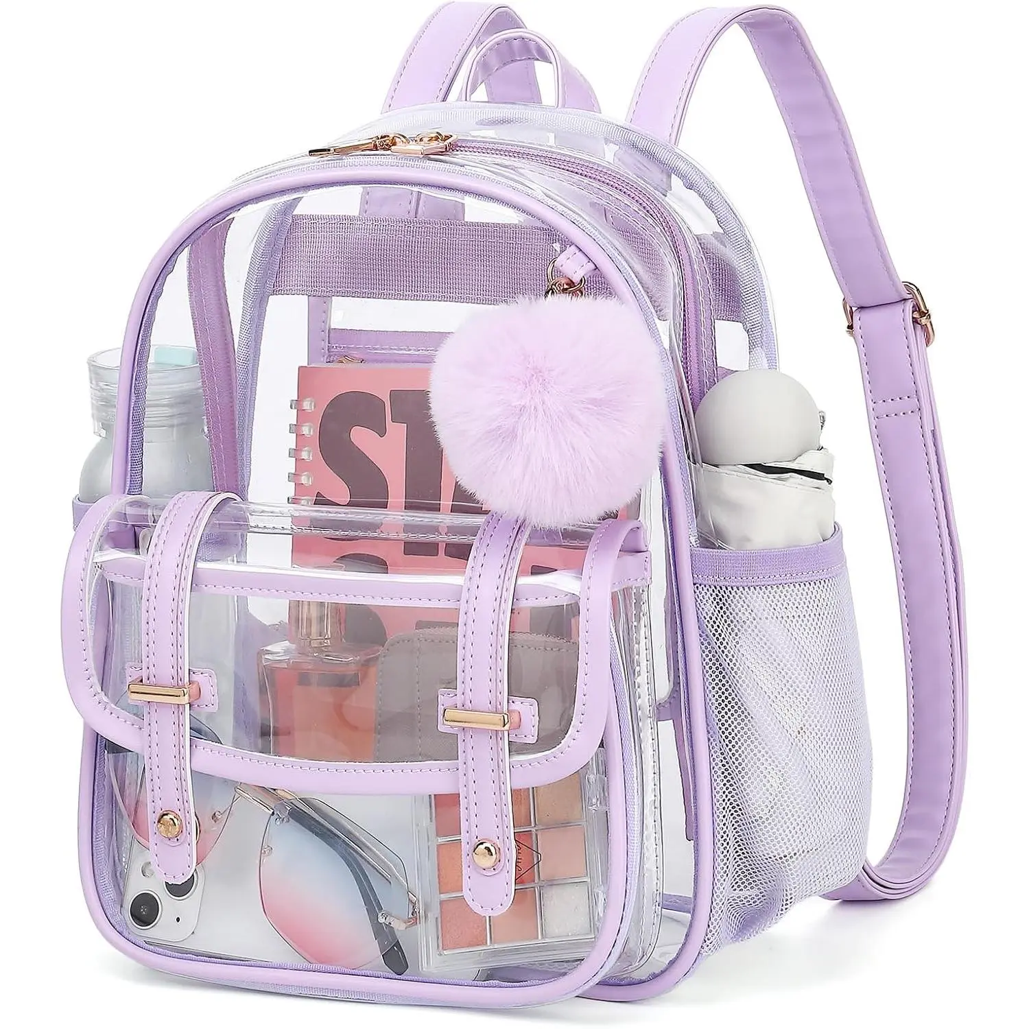 Clear Backpack for Stadium Events, Small Transparent Backpack Mini See Through Bookbag for Women Girls for Concert