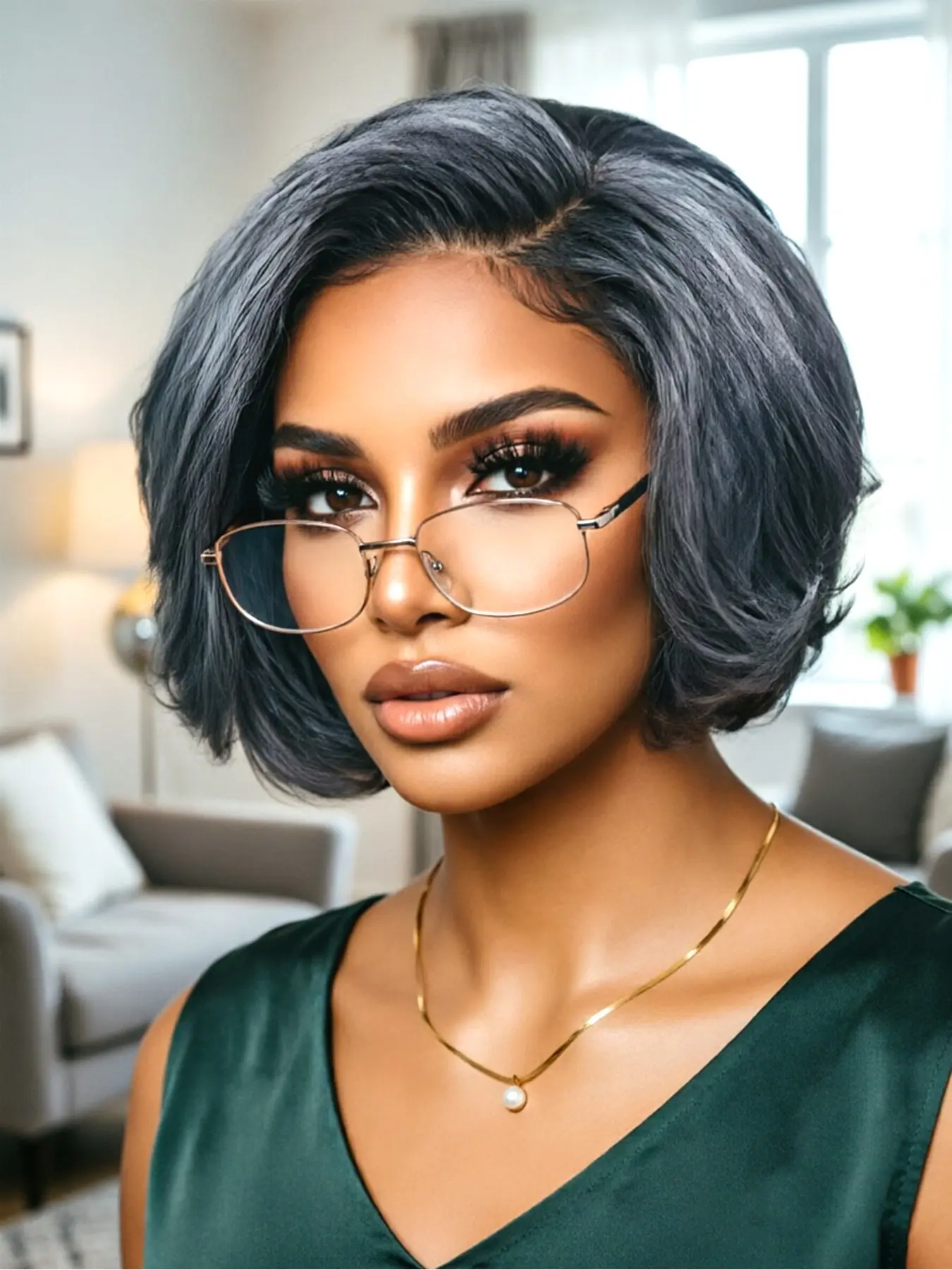 Viral 300% Density Silver Short Bob Wig, Human Hair 13x4 Transparent Lace Front, Natural Bob Wigs for Women, Daily Party Occasions, Lace Front Bobs
