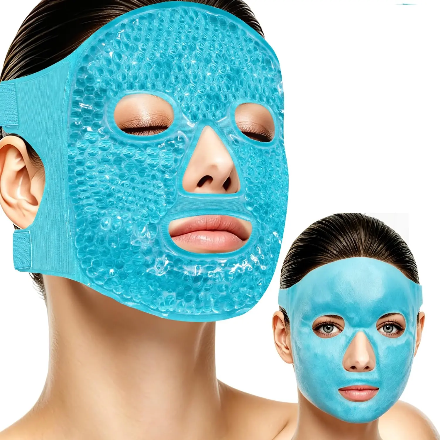 Unisex Reusable Aqua-Gel Face Mask with Soft Plush Backing - FDA Registered Freeze/Heat Therapy, Non-Toxic for All Skin Types, Dry Eyes, Migraines, Puffiness, Dark Circles - Skincare Beauty Treatment Gel Mask