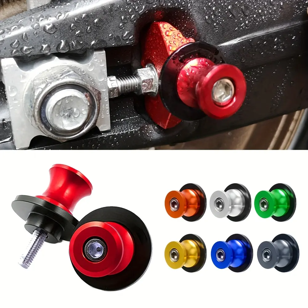 2pcs Set Motorcycle Electric Motorcycle CNC Aluminum Alloy 6MM Starting Nail Screw Rear Swing Arm Spool Slider Rear Starting Frame Support Screw Universal Non-Destructive Modification Additions Chain Replacement Motorcycle Supplies Power Sport