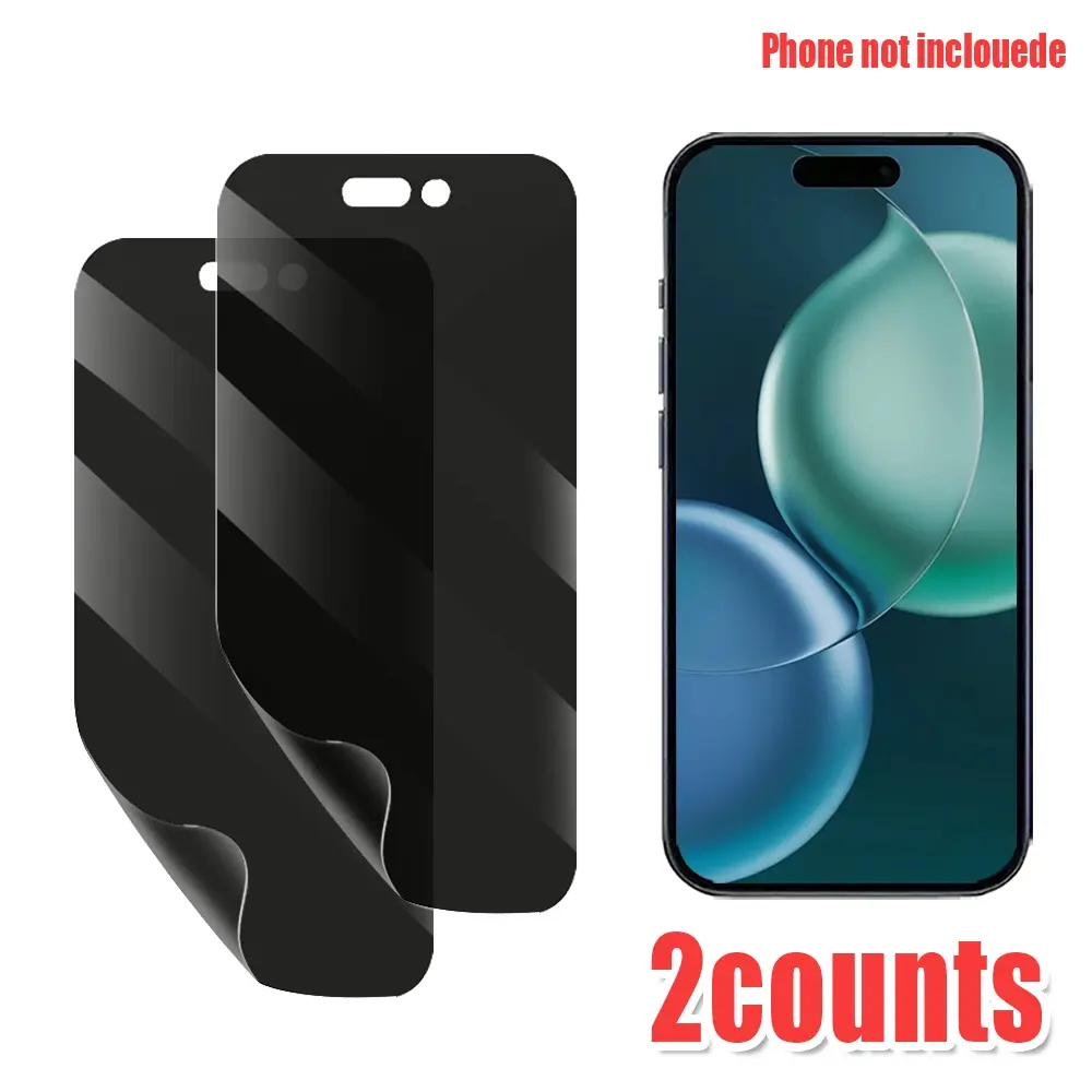 2Pcs Privacy Hydrogel Screen Protector Compatible with iPhone 16/16 Plus/16 Pro/16 Pro Max, Anti-Peep Shield, High Scratch Resistance, Bare-Screen Touch Feel, Phone Screen Protectors